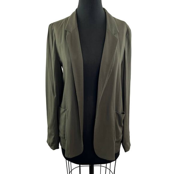 TALULA Green 8 KENT Blazer Open Front Long Sleeve Notch Lapel Single Breasted - Picture 1 of 10